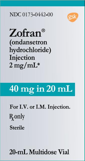 Zofran Injection 20 mL vial carton