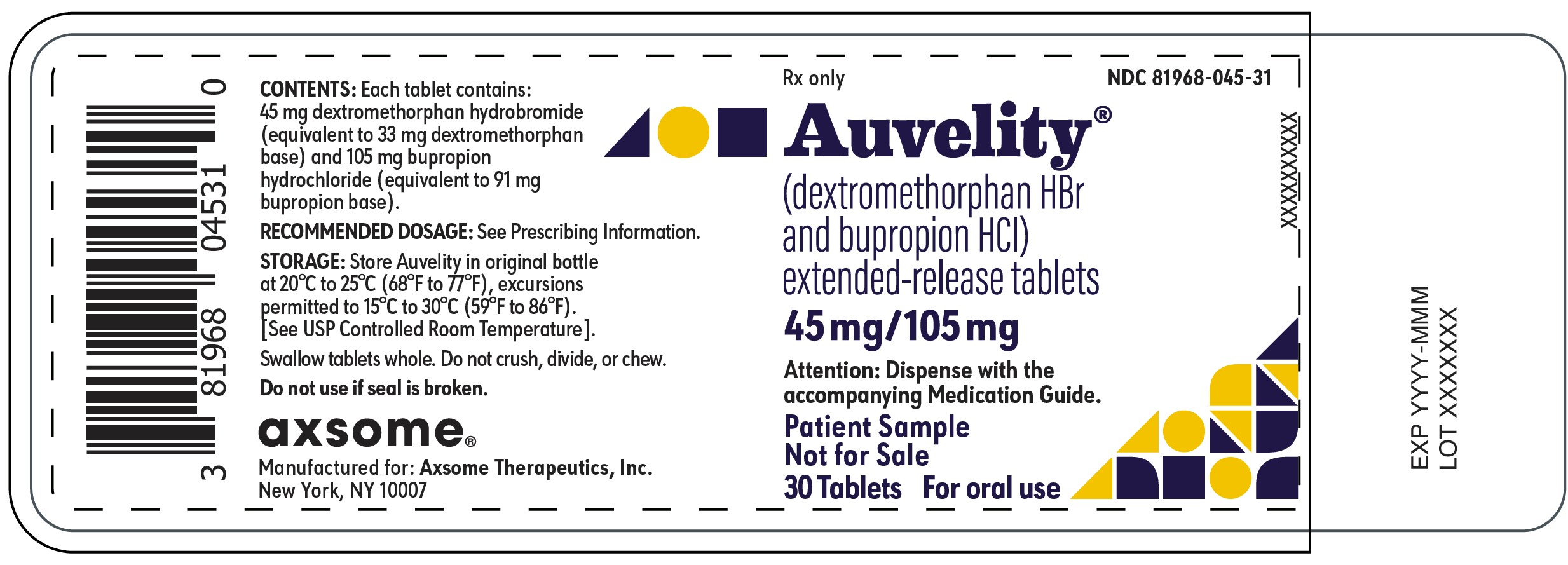 30-count Physician Sample Bottle Label