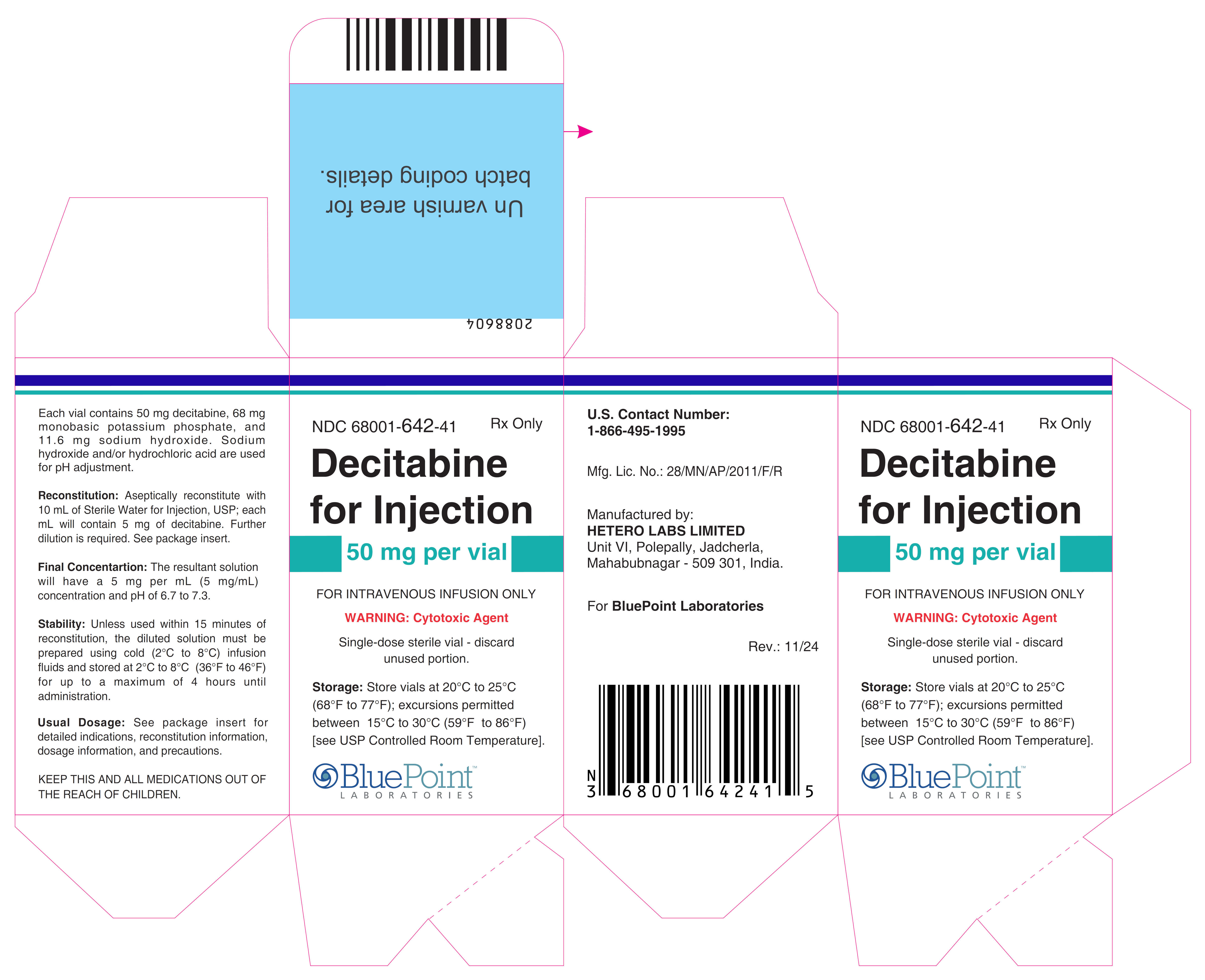 Decitabine for Inj 50mg per vial Carton NDC 6800164241 Rev 112024