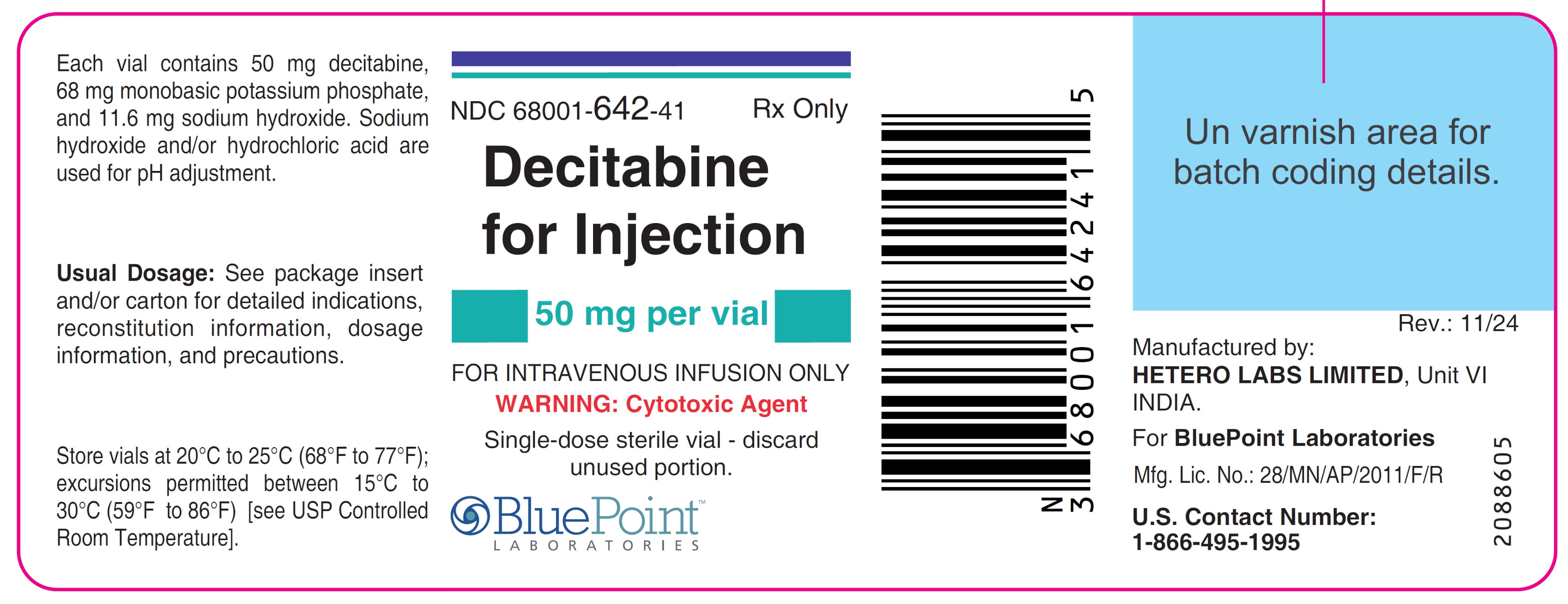 Decitabine for Inj 50mg per vial Label NDC 6800164241 Rev 112024
