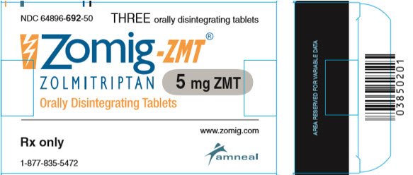 Zomig-ZMT 5 mg three orally disintegrating tablets Carton