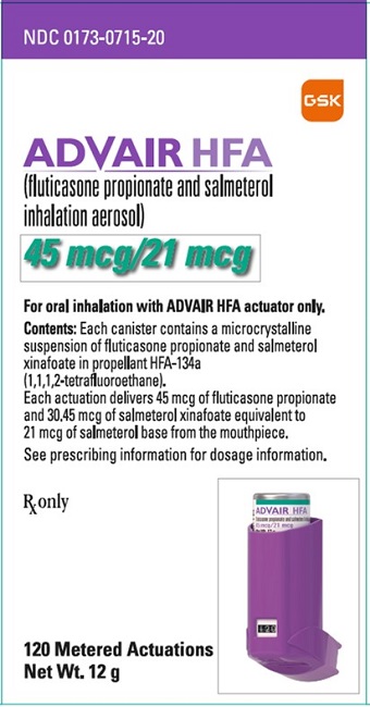 Advair HFA 45 mcg-21 mcg 120 dose carton