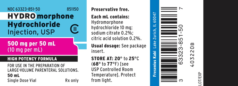 PACKAGE LABEL - PRINCIPAL DISPLAY - Hydromorphone Hydrochloride 50 mg Vial Label 