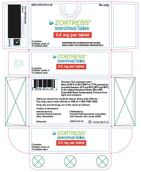 PRINCIPAL DISPLAY PANEL
								NDC 0078-0414-20
								Rx only
								ZORTRESS®
								(everolimus) Tablets
								0.5 mg per tablet
								Contents: 6 blister cards of 10 tablets each
								DISPENSE WITH MEDICATION GUIDE ENCLOSED OR PROVIDED SEPARATELY.
								NOVARTIS
							
