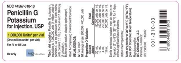 Penicillin G Potassium for Injection, USP 1 mmu vial label image