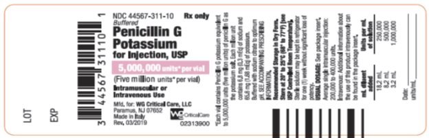 Penicillin G Potassium for Injection, USP 5,000,000 units* per vial label image