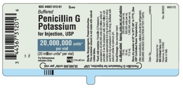 Pen G K 20 mmu vial label