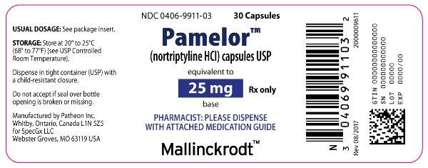 Pamelor 50 mg Bottle Label