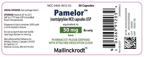 Pamelor 75 mg Bottle Label