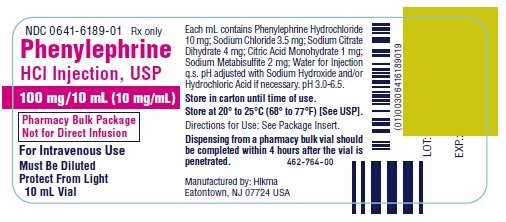 Phenylephrine HCI Injection, USP 10 mL PBP Container Label