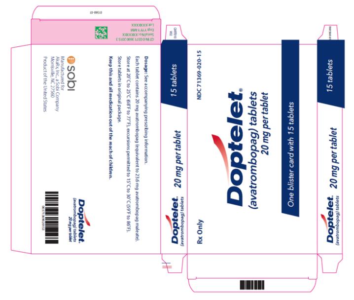 NDC 71369-020-15
15 mg per tablet
Rx Only
Doptelet
one blister card with 15 tablets
