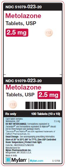 Metolazone 2.5 mg Tablets Unit Carton Label