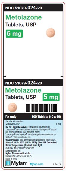Metolazone 5 mg Tablets Unit Carton Label