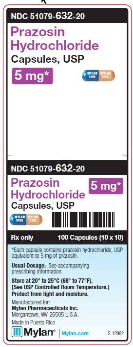 Prazosin Hydrochloride 5 mg Capsules Unit Carton Label