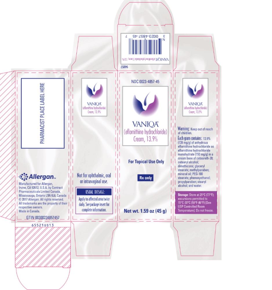 PRINCIPAL DISPLAY PANEL
NDC 0023-4857-45
VANIQA
(eflornithine hydrochloride) 
cream, 13.9%
For Topical Use Only
Rx Only
Net wt. 1.59 oz (45 g)
