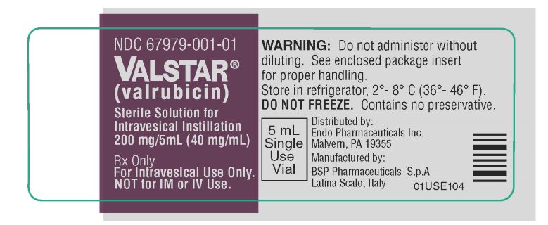 This an image of Valstar Sterile Solution for Intravesical Instillation 200 mg/5mL (40mg/mL) carton.