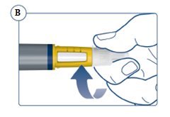 Figure B: Push the needle straight on.