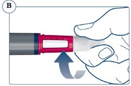 Figure B: Push the needle straight on.