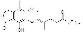 Mycophenolic acid structural formula.