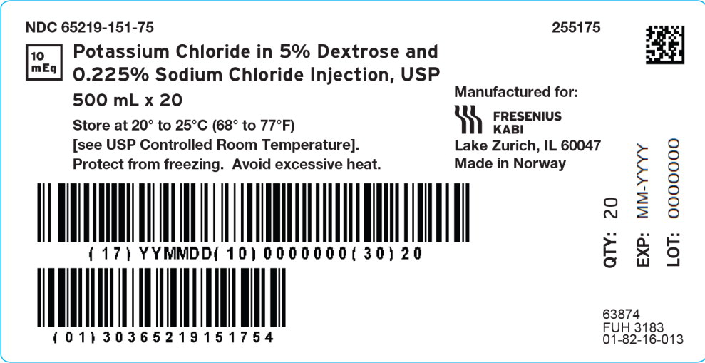 PACKAGE LABEL - PRINCIPAL DISPLAY – Potassium Chloride in 5% Dextrose and 0.45% Sodium Chloride Injection, USP Case Label
