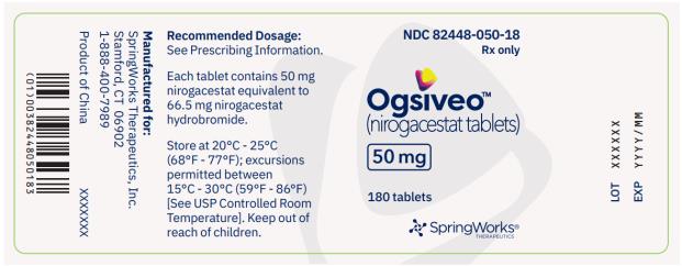 PRINCIPAL DISPLAY PANEL
NDC 82448-050-18
Rx Only
Ogsiveo
50 mg
180 tablets
