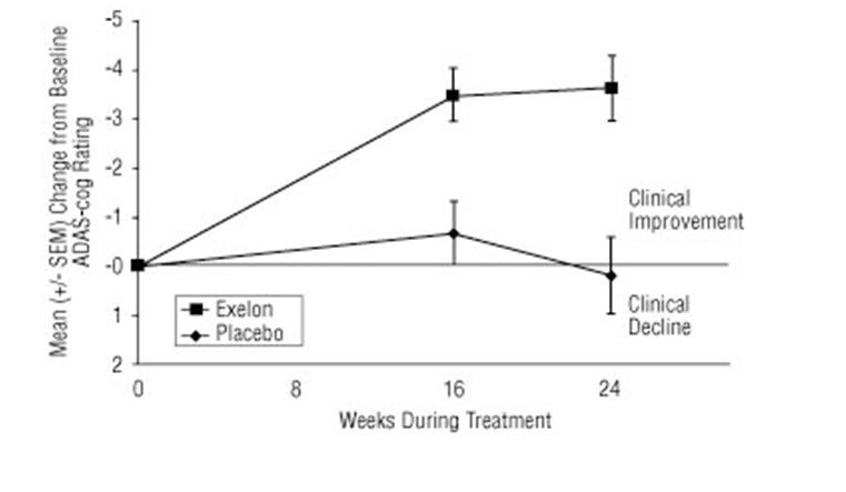 Figure 7  Time Course of the Change from Baseline in ADAS-cog Score for Patients Completing 24 Weeks of Treatment.