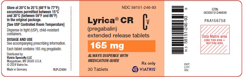 Lyrica CR ER Tablets 165 mg Bottle Label