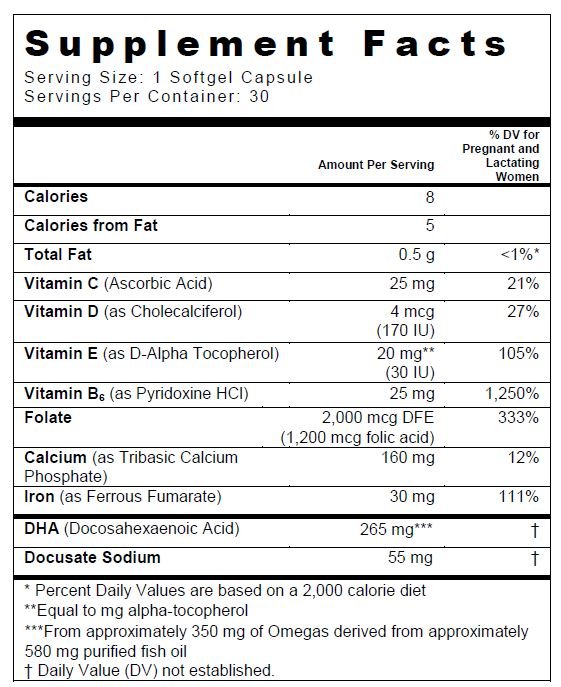 Taron-Prex Prenatal with DHA Supplement Facts Panel Rev. 06/2019