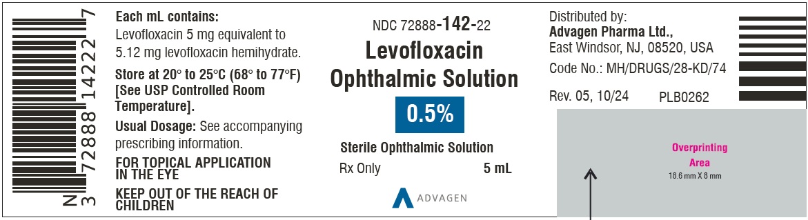 Levofloxacin Ophthalmic Solution, 0.5% Sterile Ophthalmic Solution - NDC 72888-142-22 - 5 mL Container Label