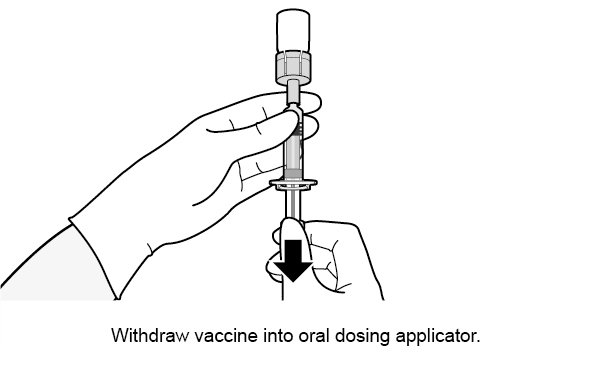 Withdraw vaccine into oral applicator.