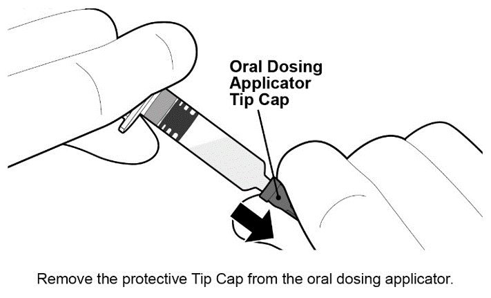 Remove the protective Tip Cap from the oral dosing applicator.