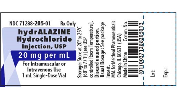 Principal Display Panel – hydrALAZINE Hydrochloride Injection, USP 20 mg per mL Vial