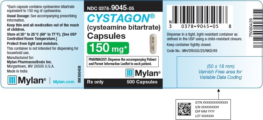 Cystagon Capsules 150 mg Bottle Label