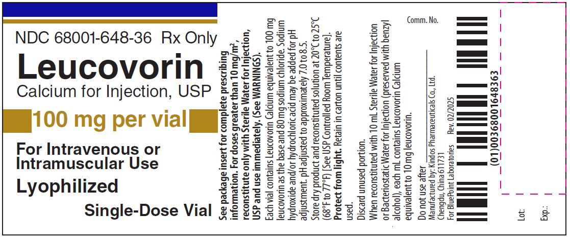 Vial Label - Leucovorin Calcium for Injection USP 100mg per vial