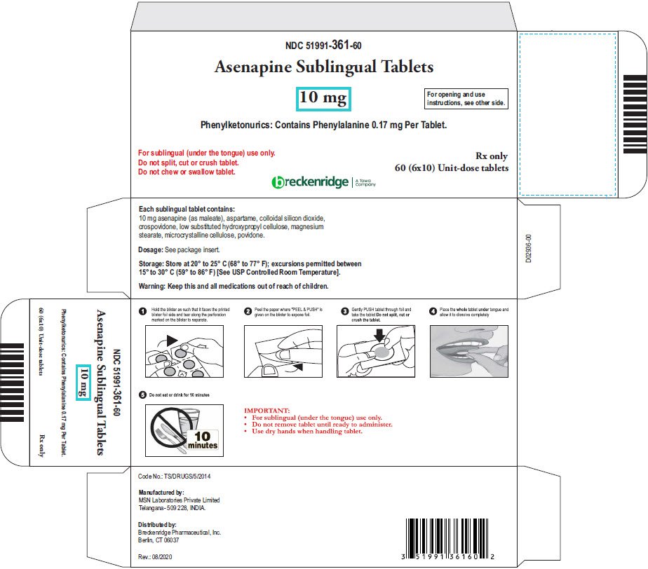 PRINCIPAL DISPLAY PANEL - 10 mg Tablet Blister Pack Box - 51991-361