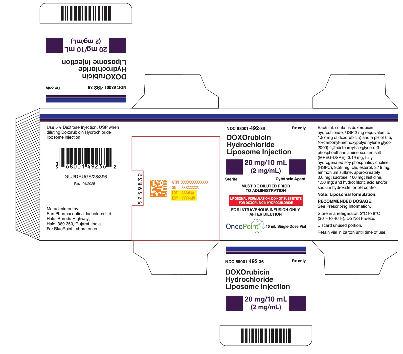 DOXOrubicin HCl Injection 20mg Carton 0425