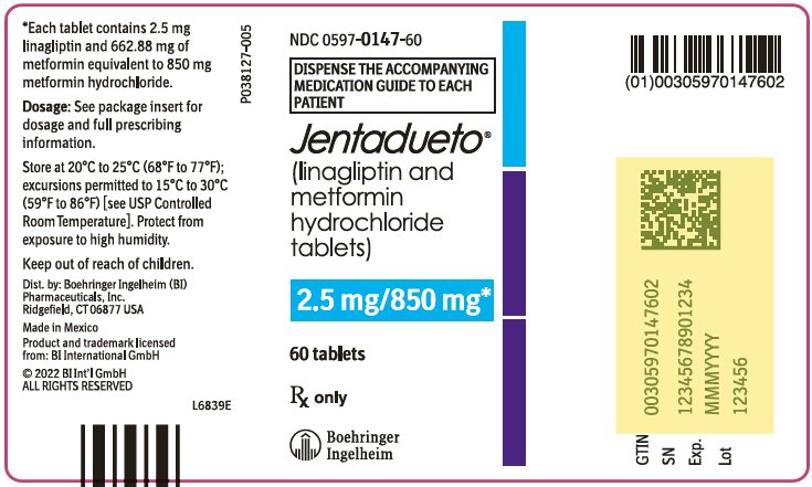 PRINCIPAL DISPLAY PANEL - 2.5 mg/850 mg Tablet Bottle Label