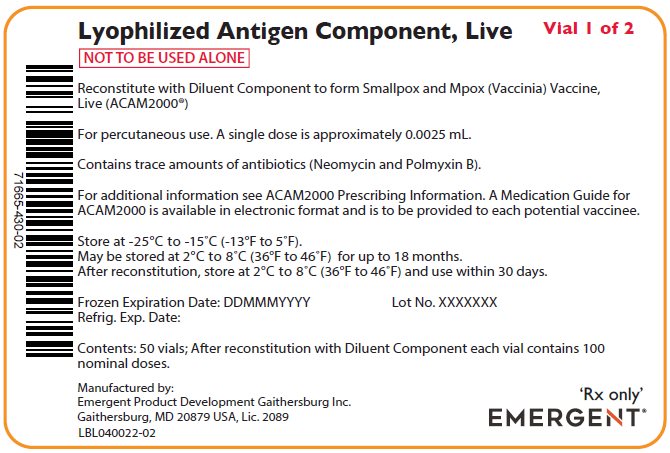 Lyophilized Antigen Component, Live - 50 Vials Carton Label