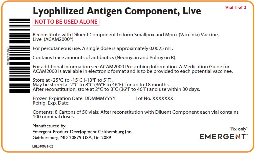 Lyophilized Antigen Component, Live - 8 Cartons of 50 Vials Case Label