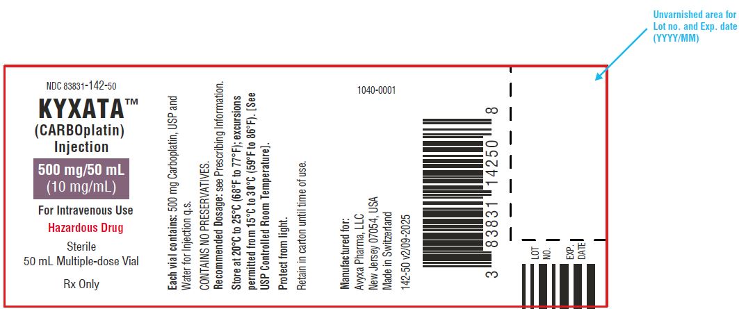 KYXATA (CARBOplatin) Injection, 500 mg/50 mL (10 mg/mL) -Vial Label