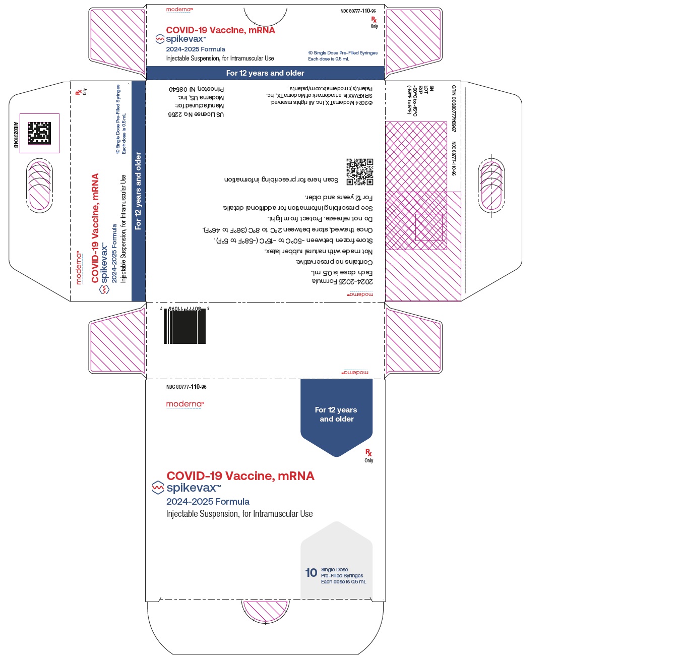 Spikevax (COVID-19 Vaccine, mRNA) 2024-2025 Formula Injectable Suspension for Intramuscular Use Single Dose Pre-Filled Syringe Carton 0.5 mL (80777-110-96)