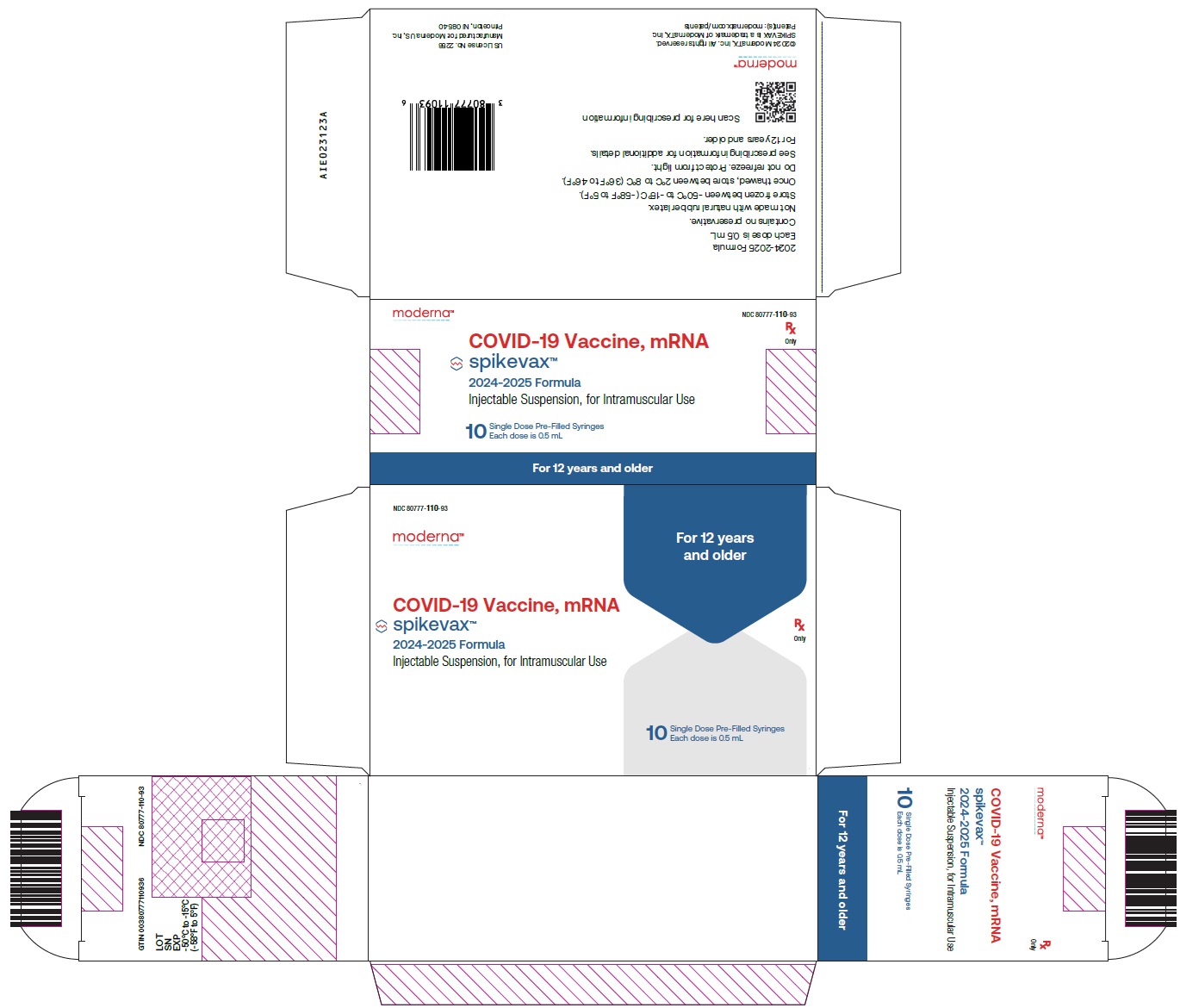 Spikevax (COVID-19 Vaccine, mRNA) 2024-2025 Formula Injectable Suspension for Intramuscular Use Single Dose Pre-Filled Syringe Carton 0.5 mL (80777-110-93)