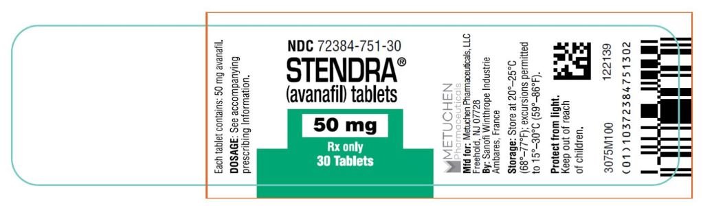 PRINCIPAL DISPLAY PANEL
NDC 76299-320-85
STENDRA
(avanafil) tablets
50 mg
Rx Only
30 Tablets
