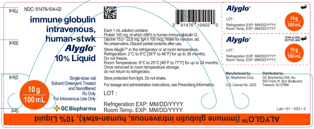 PRINCIPAL DISPLAY PANEL
NDC 61476-104-02
immune globulin
intravenous,
human-stwk
Alyglo
10% Liquid
