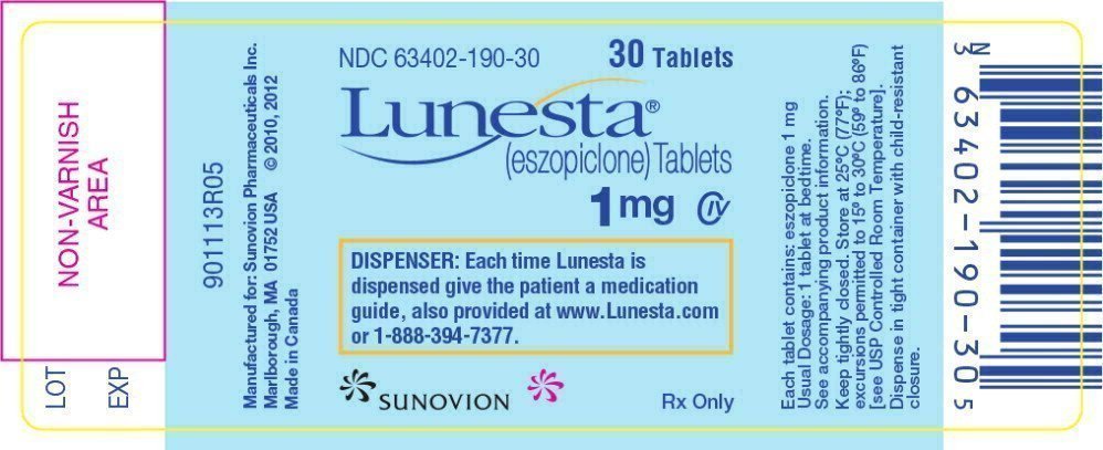 Lunesta - FDA prescribing information, side effects and uses