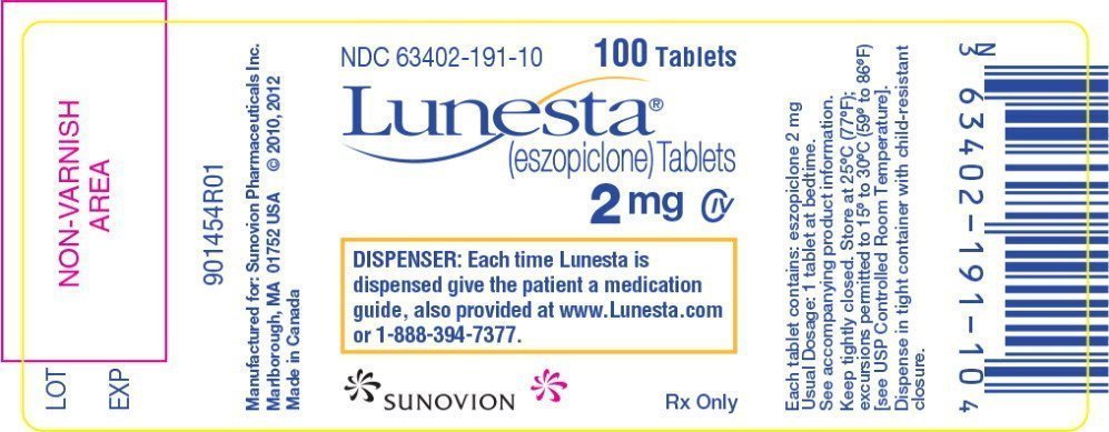 Lunesta - FDA prescribing information, side effects and uses
