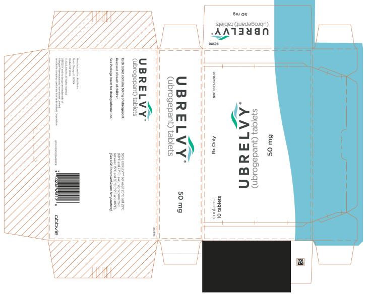 PRINCIPAL DISPLAY PANEL
NDC 0023-6501-10
contains
10 tablets
Rx Only

UBRELVY®
(ubrogepant) tablets
100 mg
