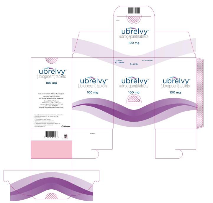 PRINCIPAL DISPLAY PANEL
contains
30 Tablets 
NDC 0023-6501-30
Rx Only
UBRELVY™
(ubrogepant) tablets
100 mg
