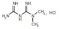 Structural formula of Metformin Hydrochloride
