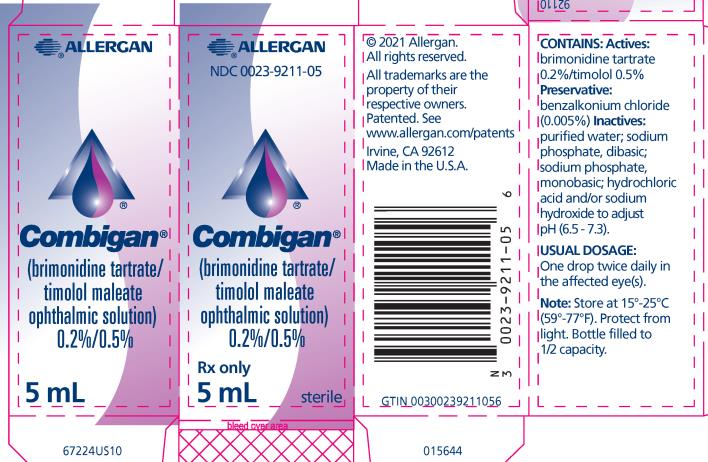 PRINCIPAL DISPLAY PANEL
NDC 0023-9211-05
Combigan
Rx Only
5 mL
sterile
